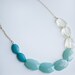 Mint, teal and pale yellow color block bib statement necklace