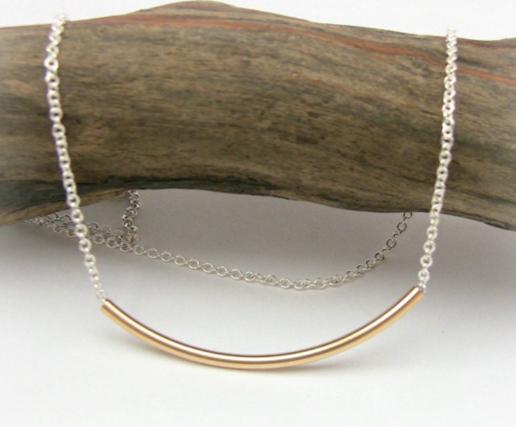 Gold Bar Necklace, Minimalist, Simple Jewelry, Gifts for Her, Sterling Silver Chain, Dainty Necklace