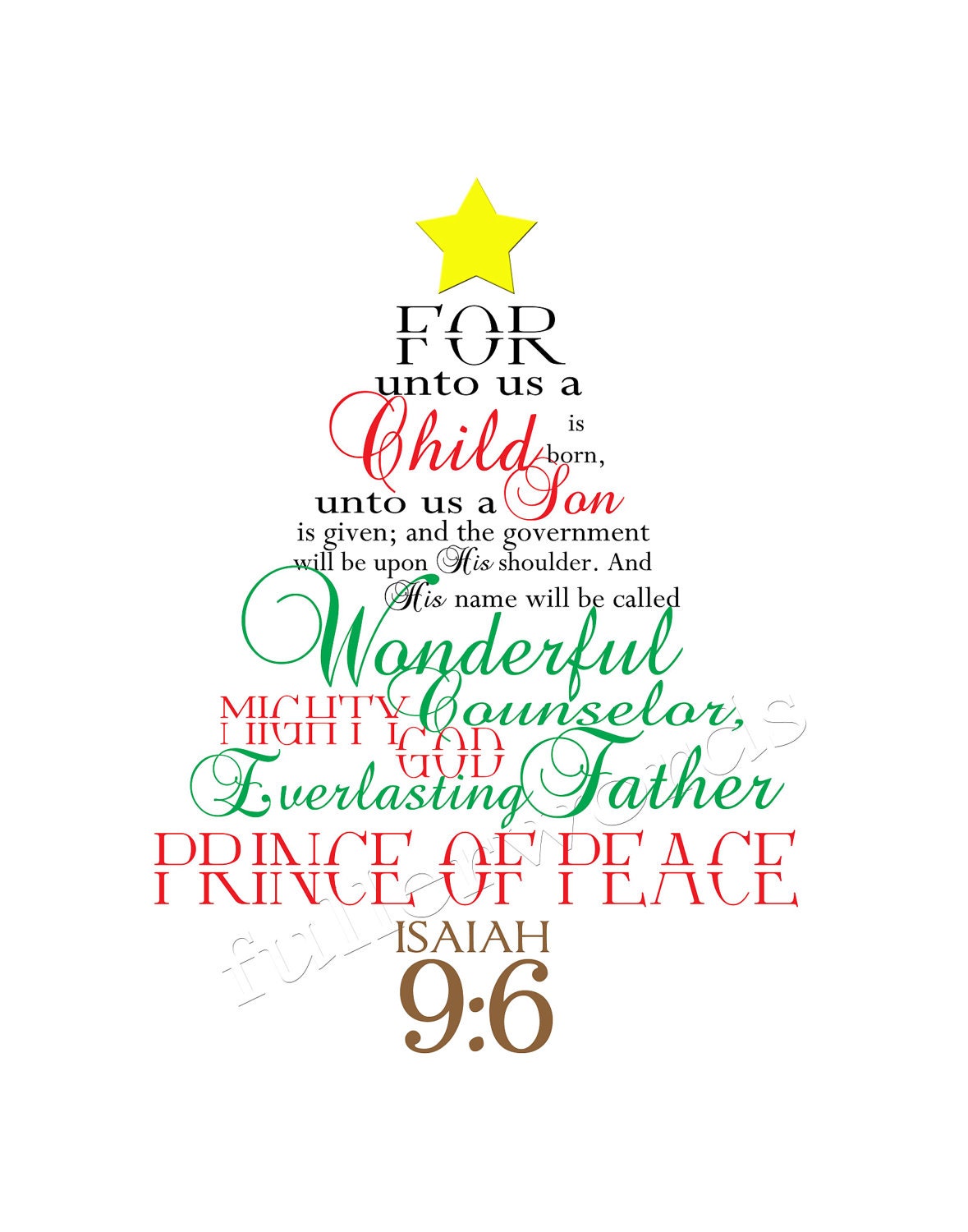 Christmas Word Art - Isaiah 9:6 - digital printable