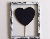 Chalkboard Heart on a Stick Wedding or Engagement Photo Booth Props -- Two Sided Chalk Board Heart for Wedding Decor