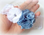 Baby Girl Headbands, Blue Flower Headband, Flower Headband, Lace Elastic Headbands, Flower Girl Headband, Baby Girl Hair Accessories
