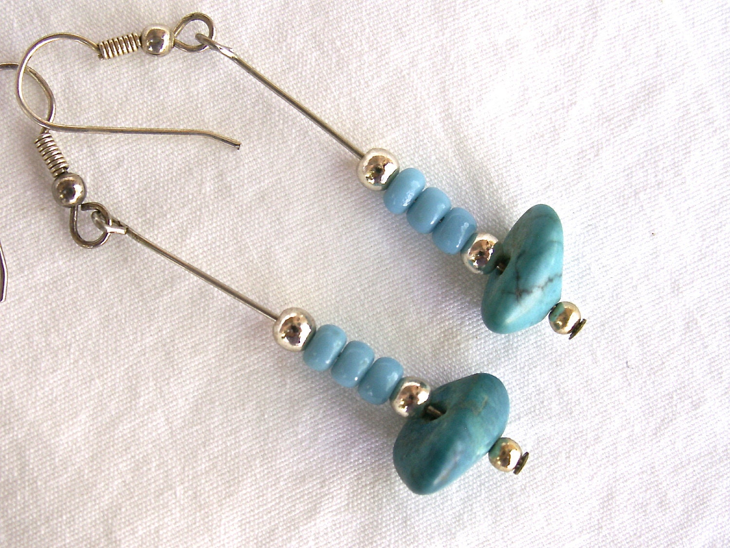 Handcrafted OOAK Turquoise dangle Earrings