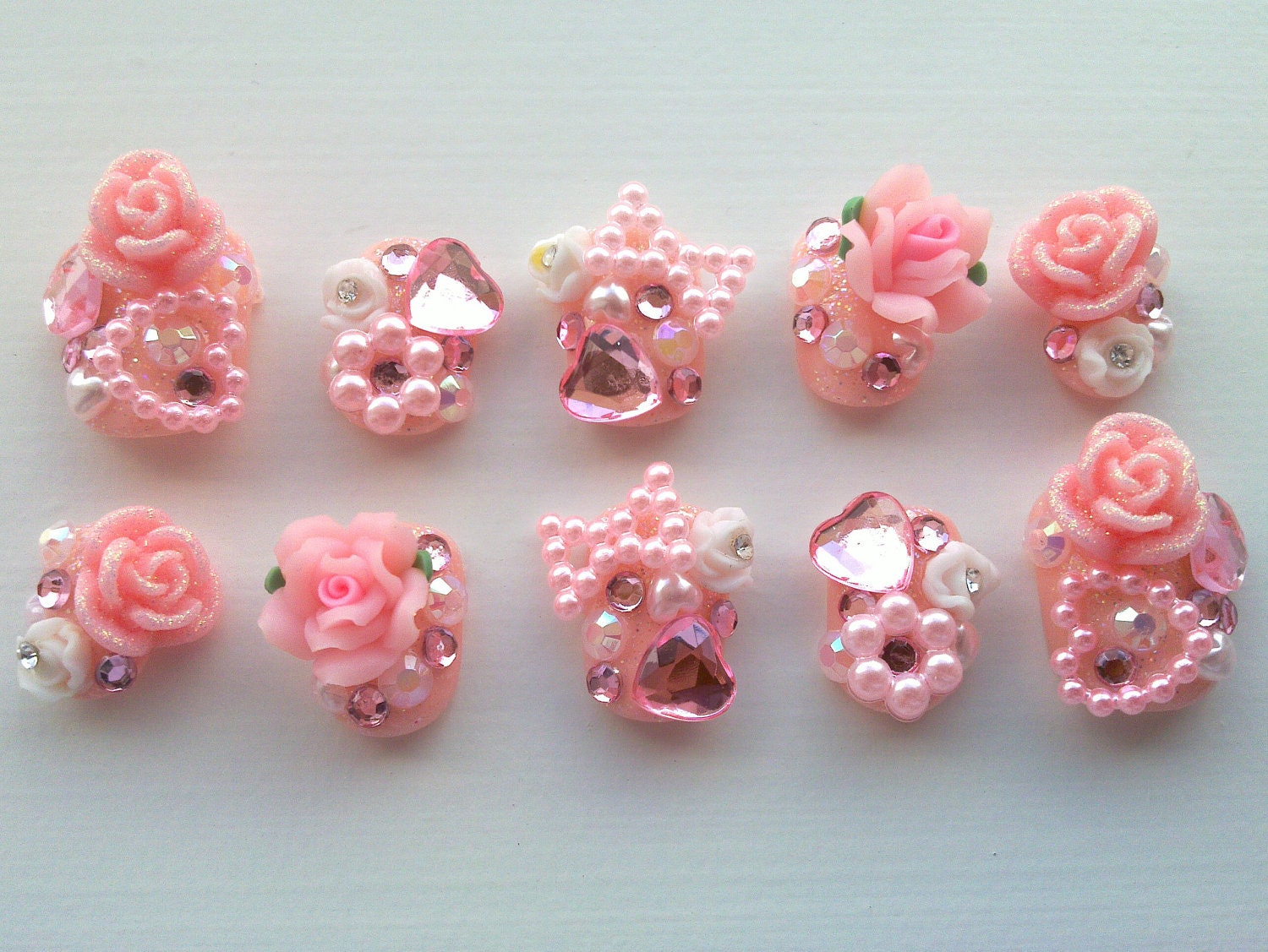 Pink Hime Gyaru Deco Nails