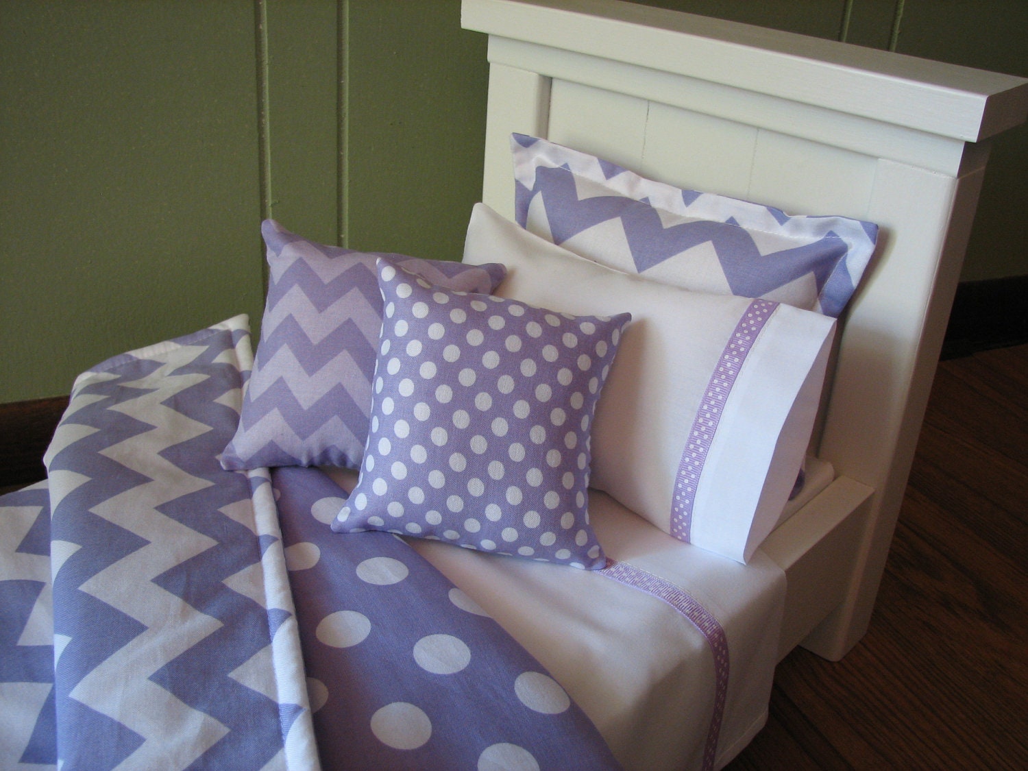Chevron Bedding Set for American Girl Doll or similar 18" dolls - Lavender
