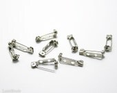 Silver Brooch Pin Backs 20mm 3/4" (10) Base Safety Locks