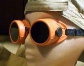 BRIGHT FREAKIN' ORANGE Goggles Steampunk Optic Conductors Cyber Punk Mad Scientist Gothic Rave Welding