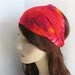 Headband Head Wrap Dreadband Womens Aurora Borealis Tie Dye Red Orange Yellow Pink Hair Accessory by flowercitythreads
