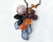 Purple Orange Multi Gemstone Necklace, Pendant Necklace, Nature Jewelry