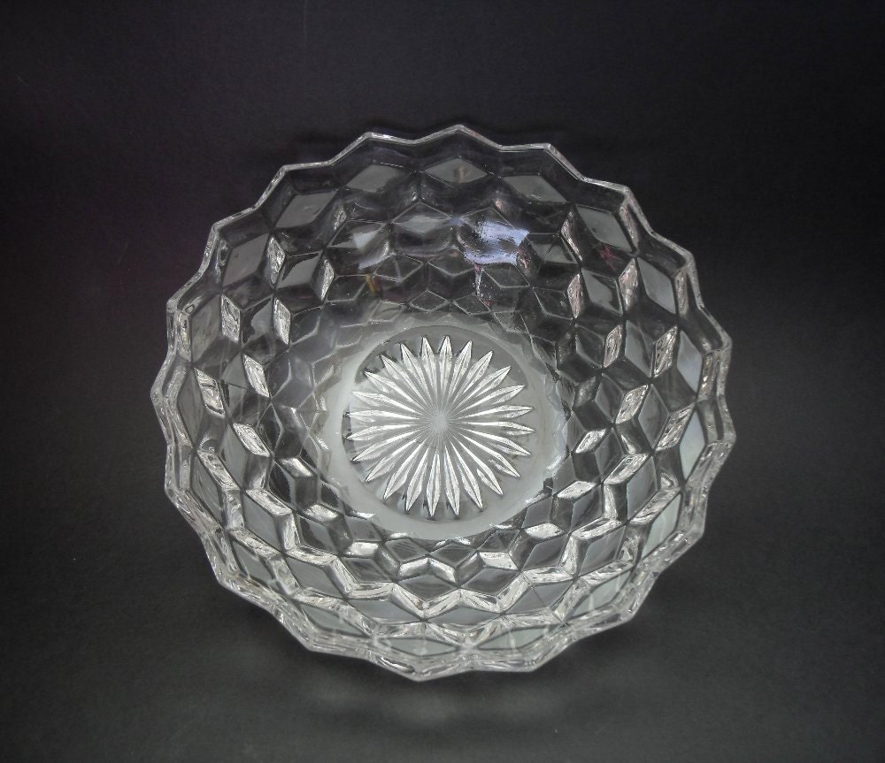 Items similar to Vintage Fostoria American Clear Pressed Glass Bowl Cube Pattern on Etsy