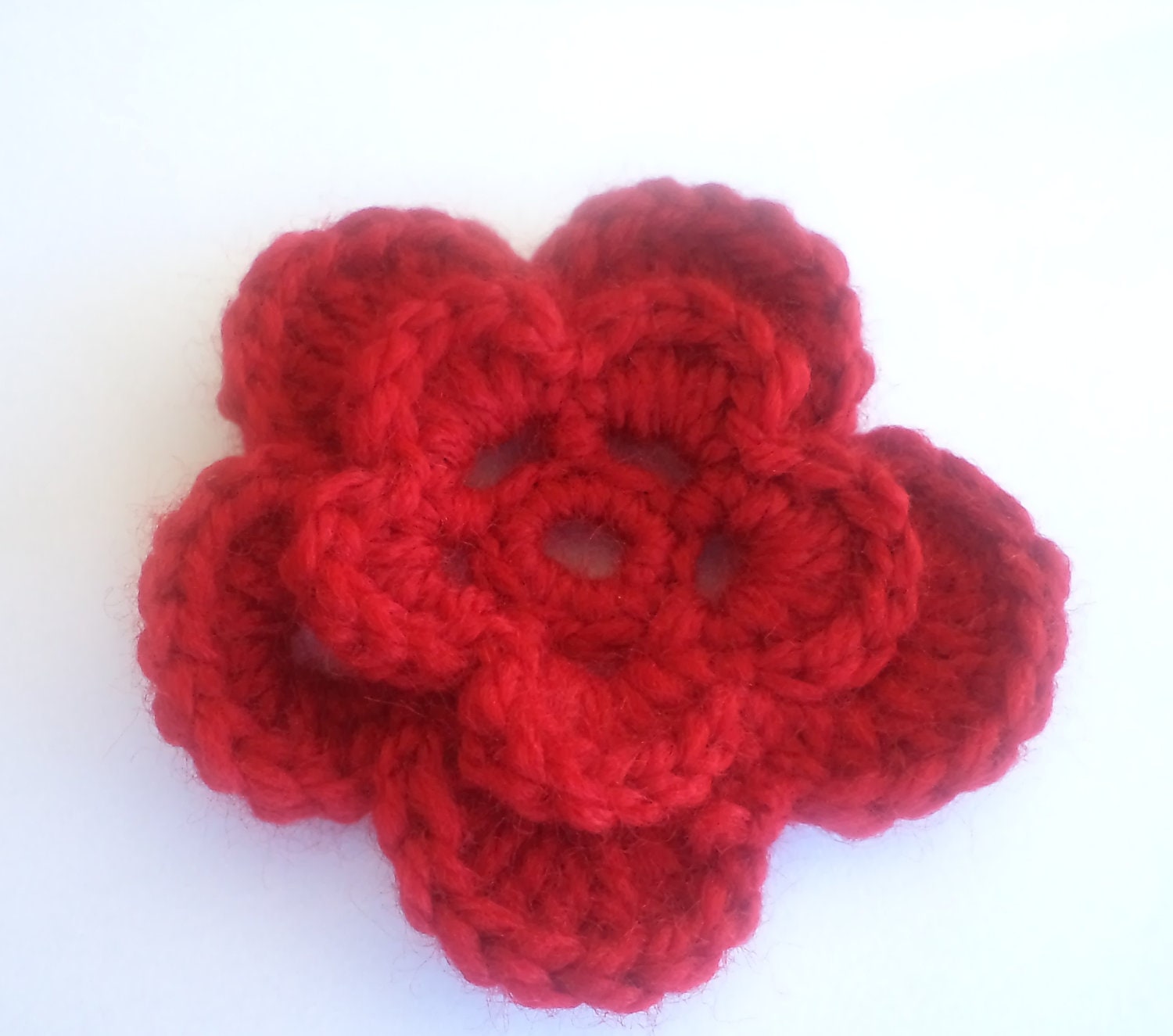 Crochet Flower Red, handmade flower, Set of 4, handmade flower,
