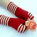 Wool fingerless gloves, fingerless gloves, hand warmers, red gloves, red wool gloves, red white gloves