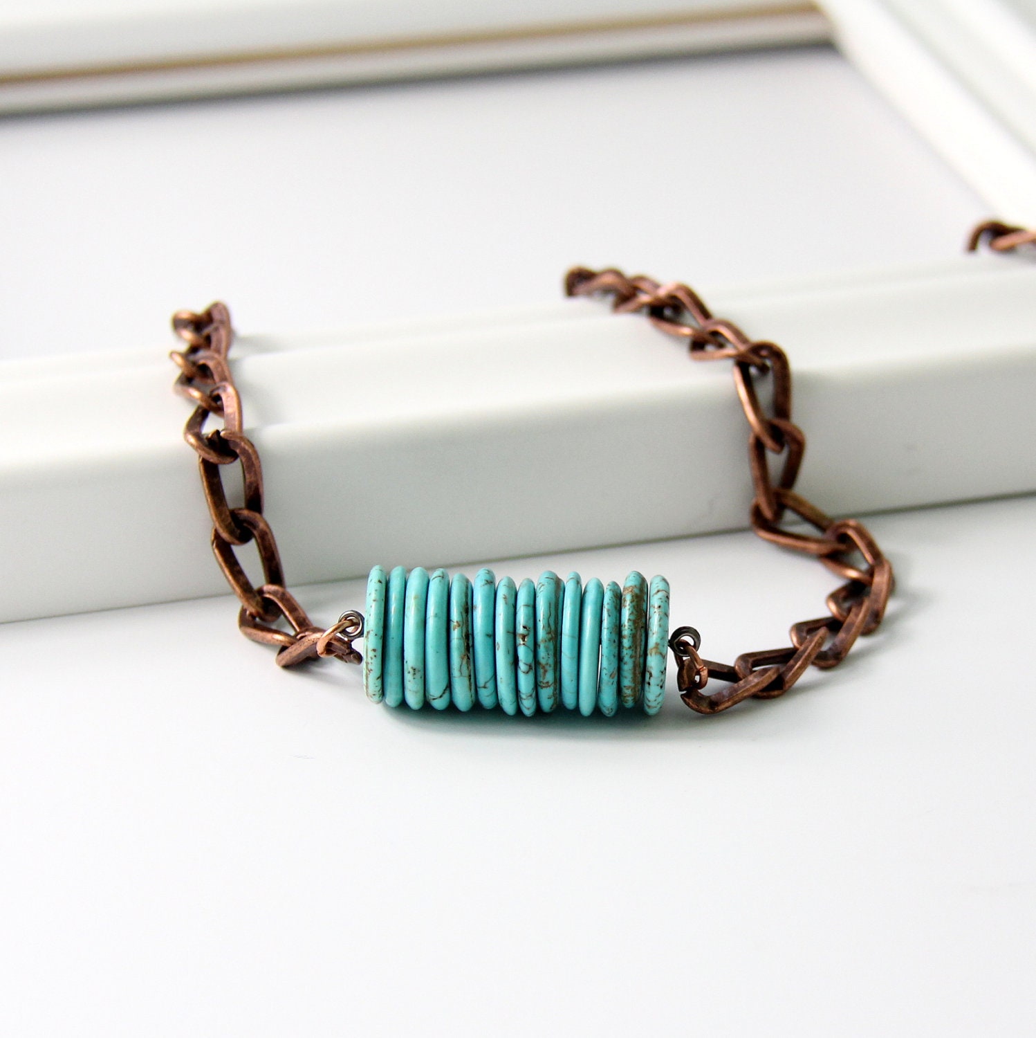 Stacked Turquoise Necklace Copper Chain Boho Chic: The Joplin