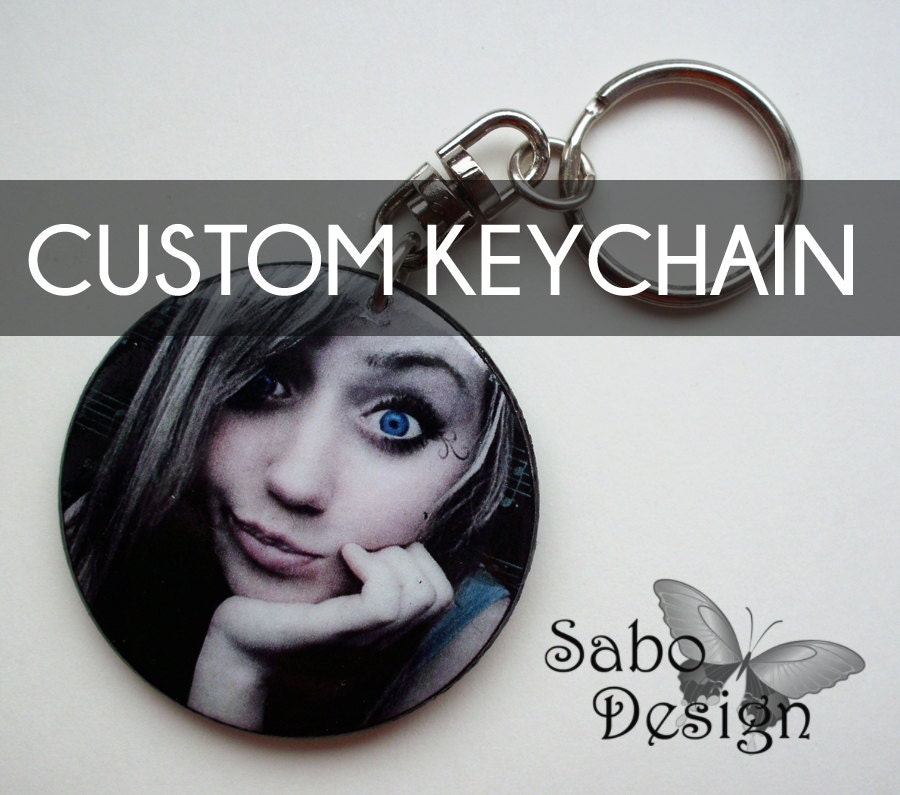 Custom Keychain Personalized Decoupage Key Ring with Any Photo Gift For Men Women Ooak Gift Under 20