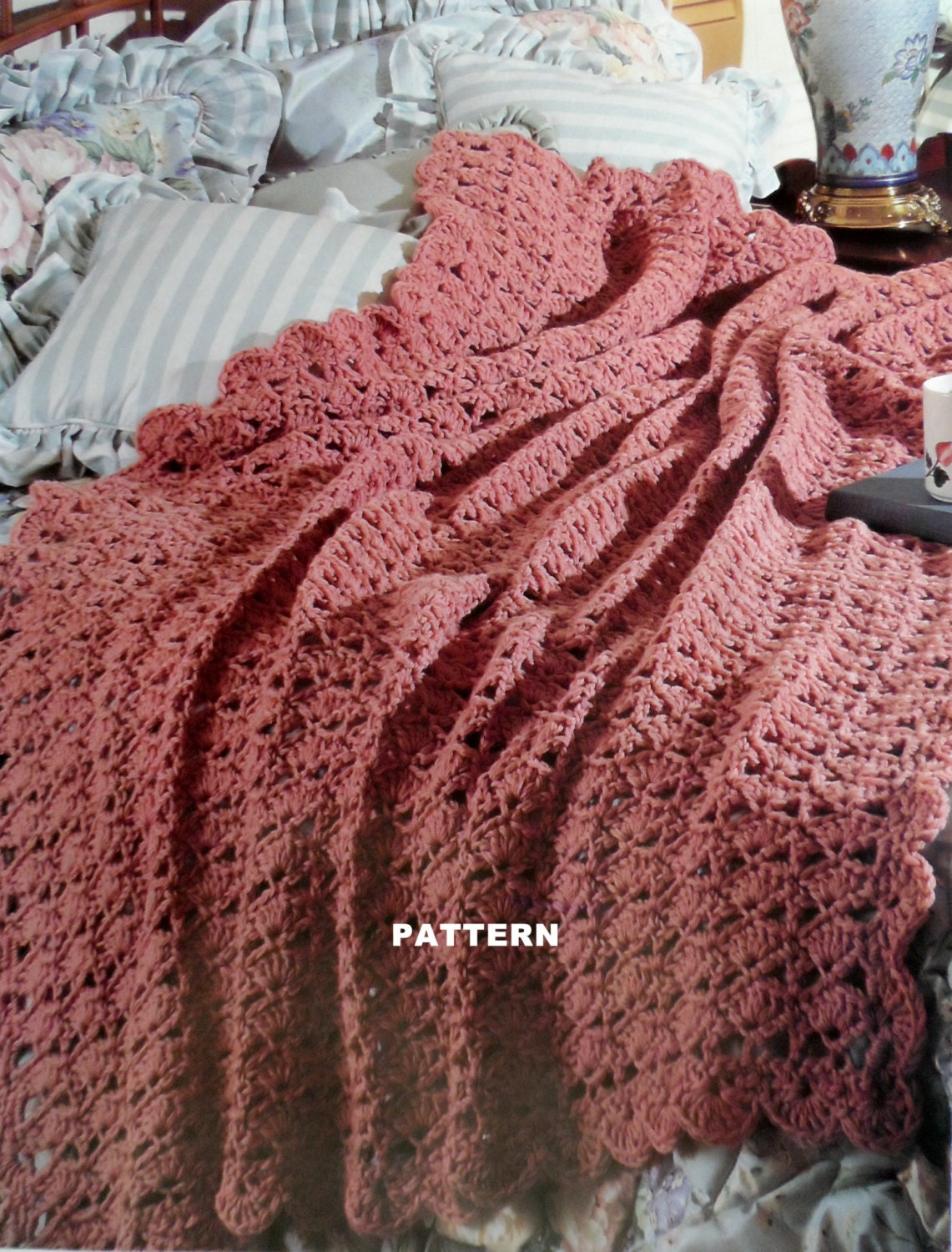 Crochet Afghan Pattern - 'Soft And Feminine' Lacy Shell