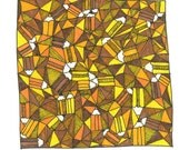 About pencils and triangles. Orange, yellow, brown and stripes. A4 digital print. Illustration