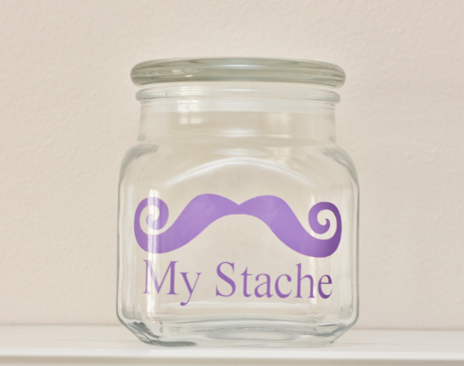 My Stache - SUPER MINI - Mustache Money Jar - Curly Handlebar Moustache - LAVENDER