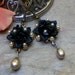 Victorian Black Carved Celluloid Rose Earrings