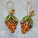 Fall Autumn Harvest Gold Amber Orange Grape Rhinestone Earrings, Austria W West Germany