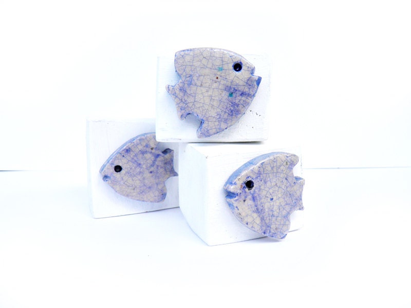 Ceramic fish desk accessories - fish art - home decor fish - blue fish