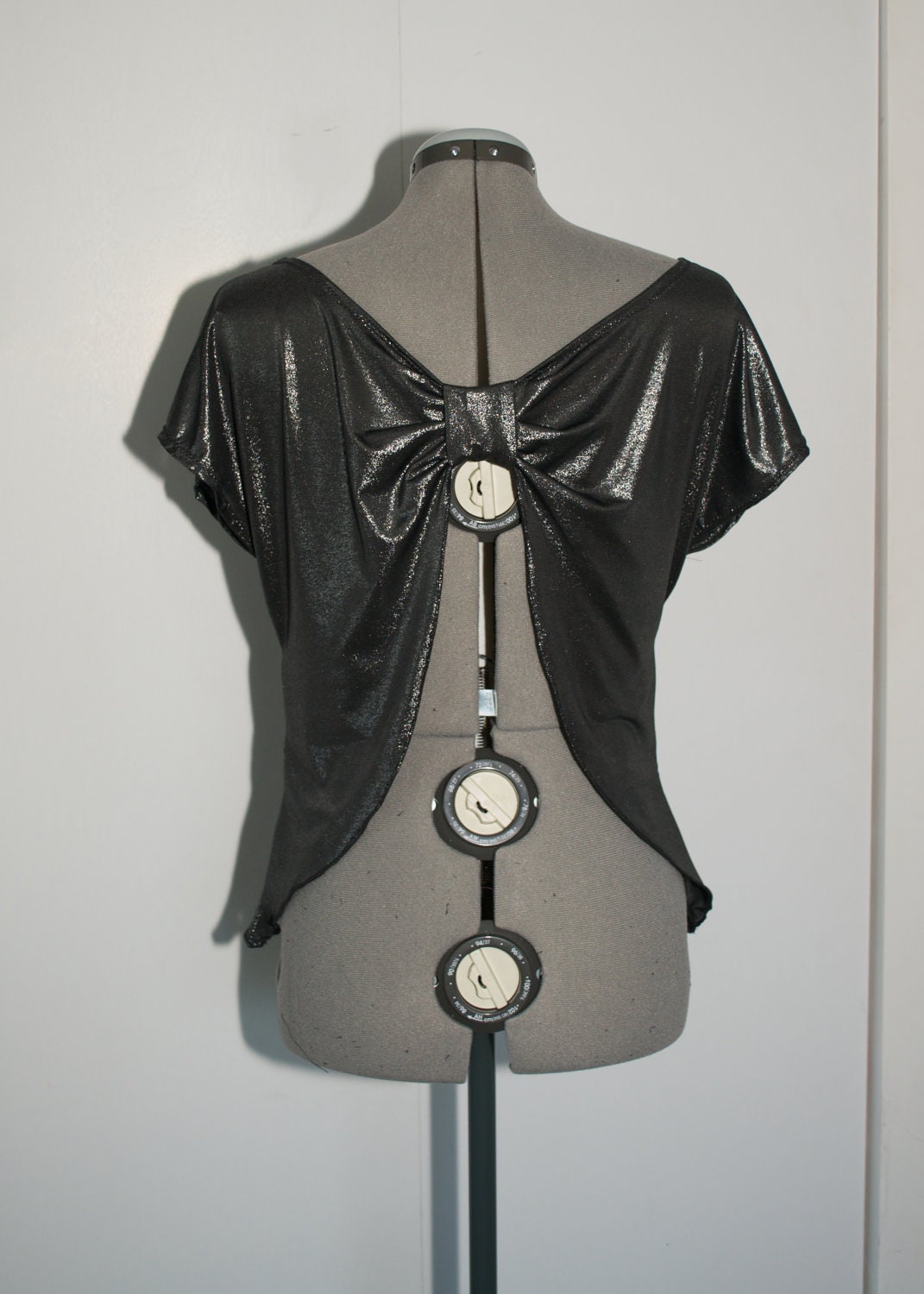 Silver & Black Shimmery top with bow back