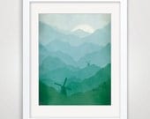 Nursery Decor, Kids Wall Art, Windmills, Whimsical Art, Baby Boy