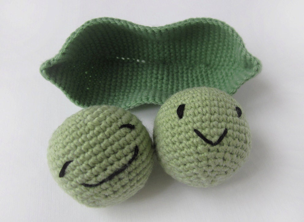 Two Peas in a Pod Amigurumi Crochet Baby Rattle