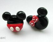 Mickey and Minnie Earrings - Handcrafted Polymer Clay Earrings - Disney Inspired - Sweet Couple Earrings