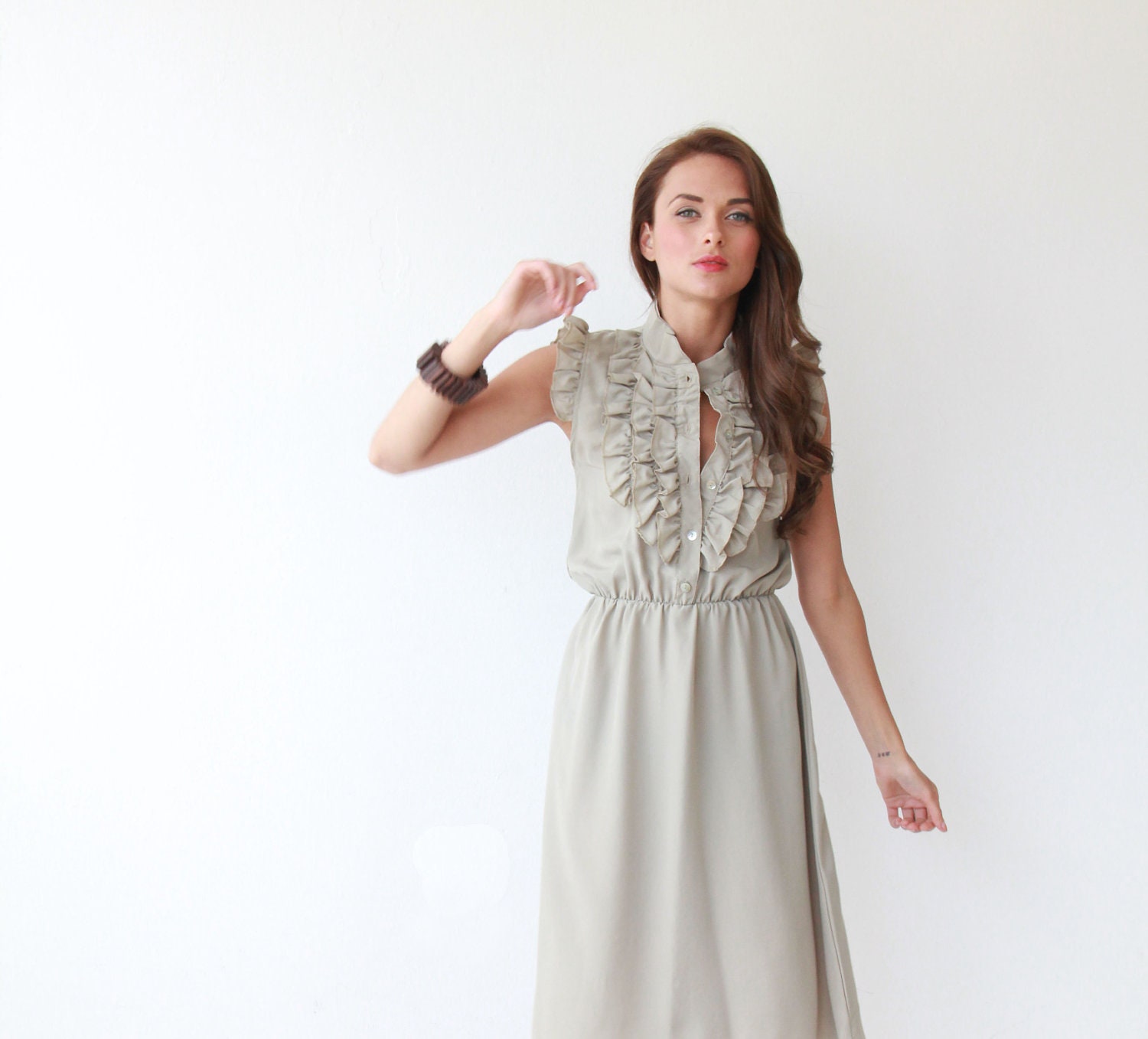 Gray , Women Dress with Ruffle , Cocktail  Dress