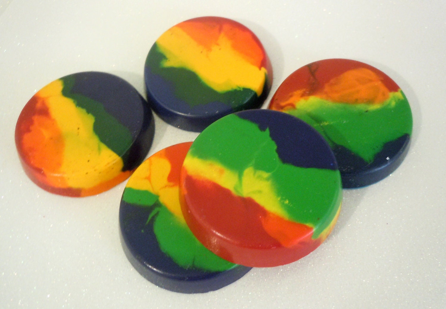 Set of 5 --Rainbow Crayons, Recycled, Upcycled