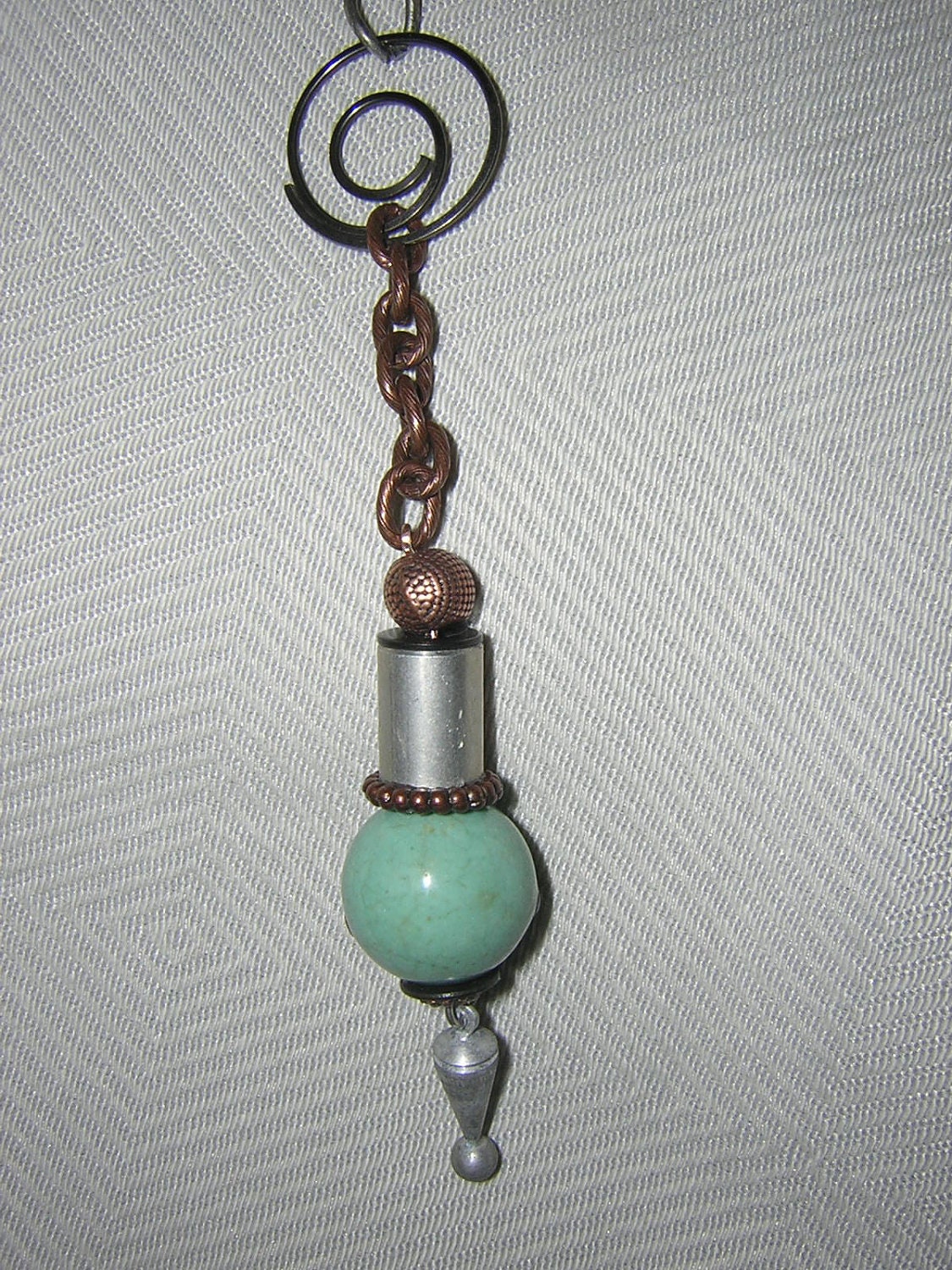Handmade Mixed Media Industrial Lasso Necklace with Found Objects, Beads, Hardware and Chains