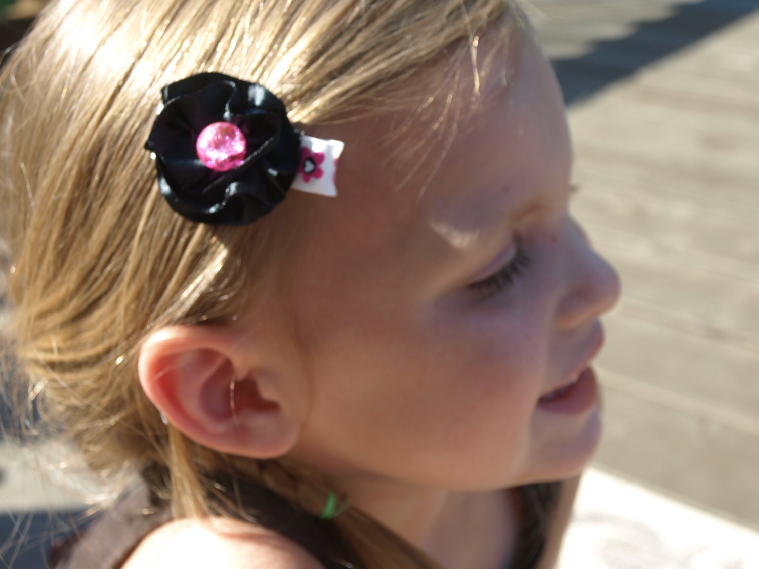 black and hot pink hair clip- sparkly pink and black - fancy hair accessories