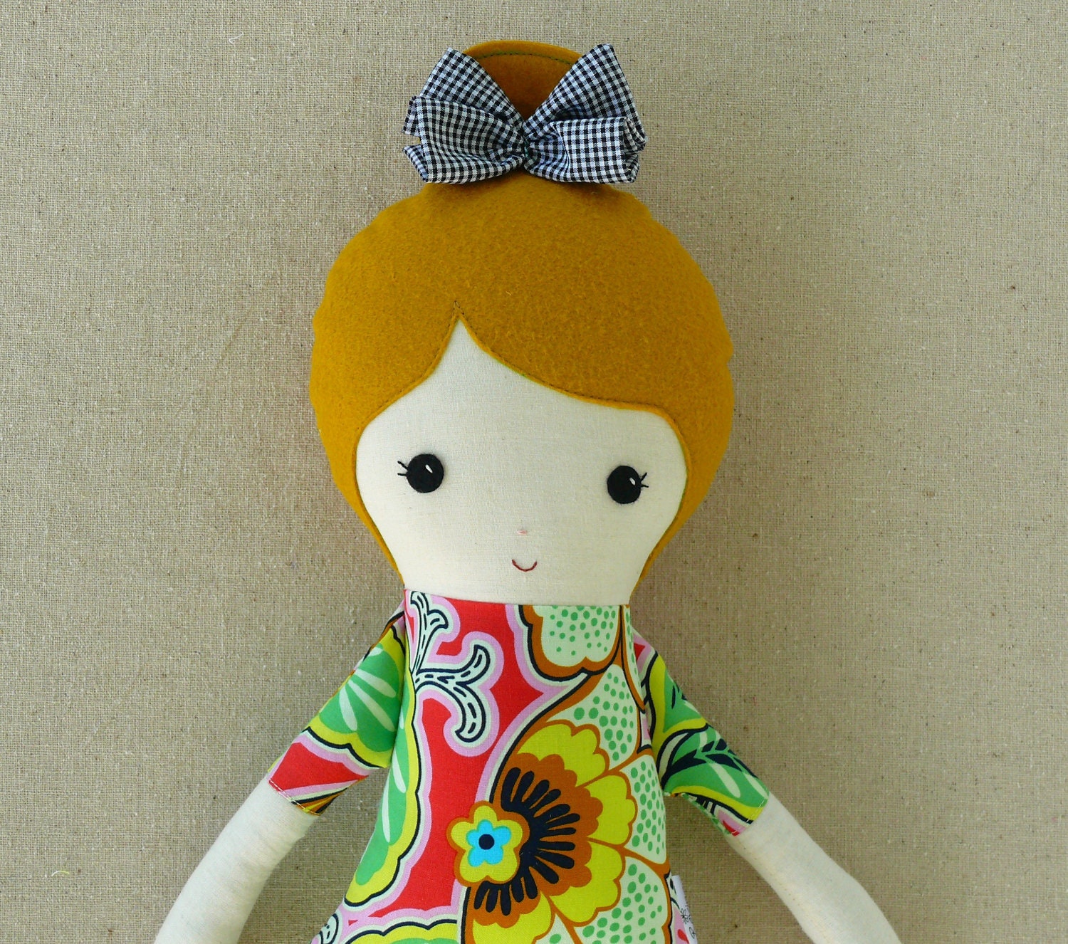 Reserved for Kate - Fabric Doll Rag Doll with Bright Floral Dress