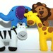 Felt Plushie Safari Collection Handsewing Pattern PDF. INSTANT instructions to make lion, zebra, giraffe and elephant plushies.