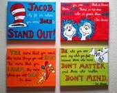 11x14 Dr Seuss quote paintings - acrylic on a 11x14 canvas original handmade painting - showing a customized Dr Seuss set here