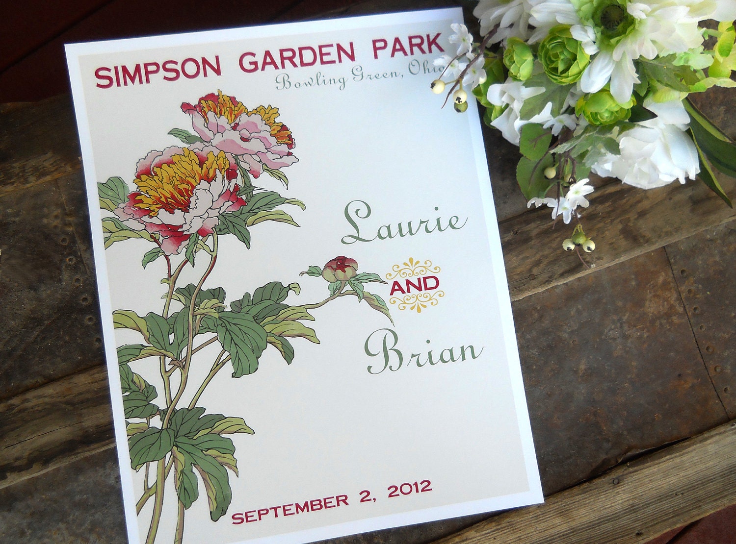 Unique Wedding Gift, Floral, Personalized Art - 11x14