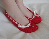 Bridal wedding dance shoes slippers Cream and red Bridal Party Bridesmaid