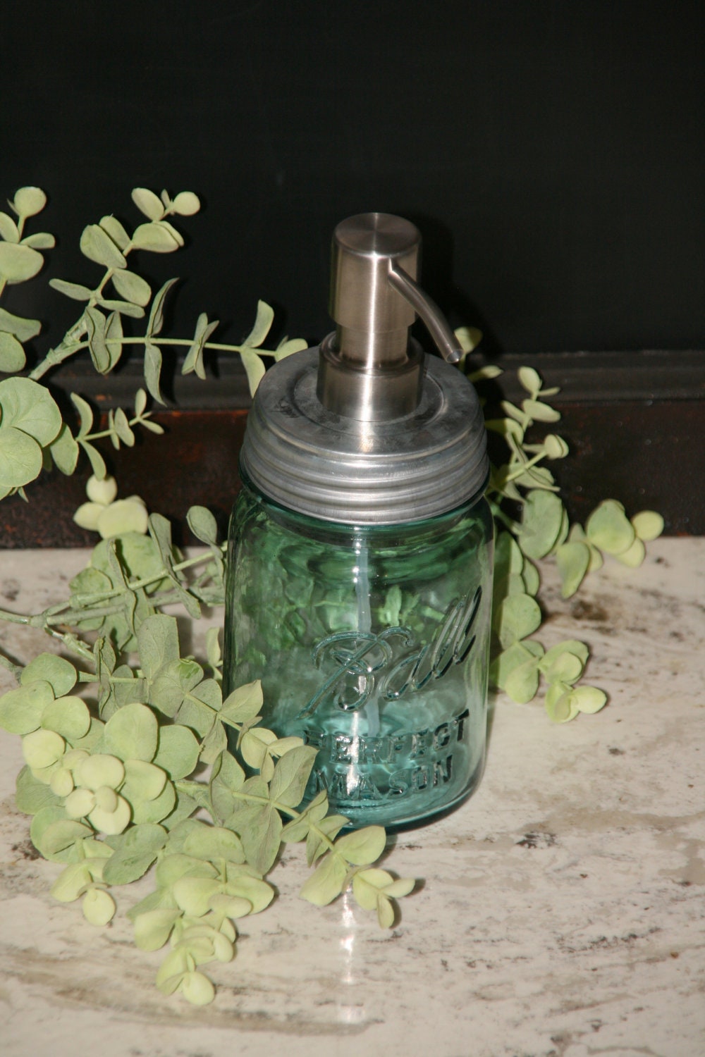 Custom listing for Tracy - Blue Mason Jar Soap Dispenser with Metal Stainless FOAMING Pump - Pint Jar Lotion Bottle - Ball Perfect Mason