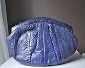 Blue 80's Vintage Long-Strap Snakeskin Purse Made By Jasmin