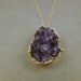 Amethyst Druzy Crystal Necklace - Amethyst edged in gold Drusy Pendant