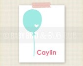 Balloon Art Print - Personalized - Nursery or Kid Bedroom - Wall Print Poster - BabyBirdandBubBub