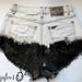 bleached white and black ombre / Jordache vintage denim / pyramid studs & destroyed / high waisted shorts