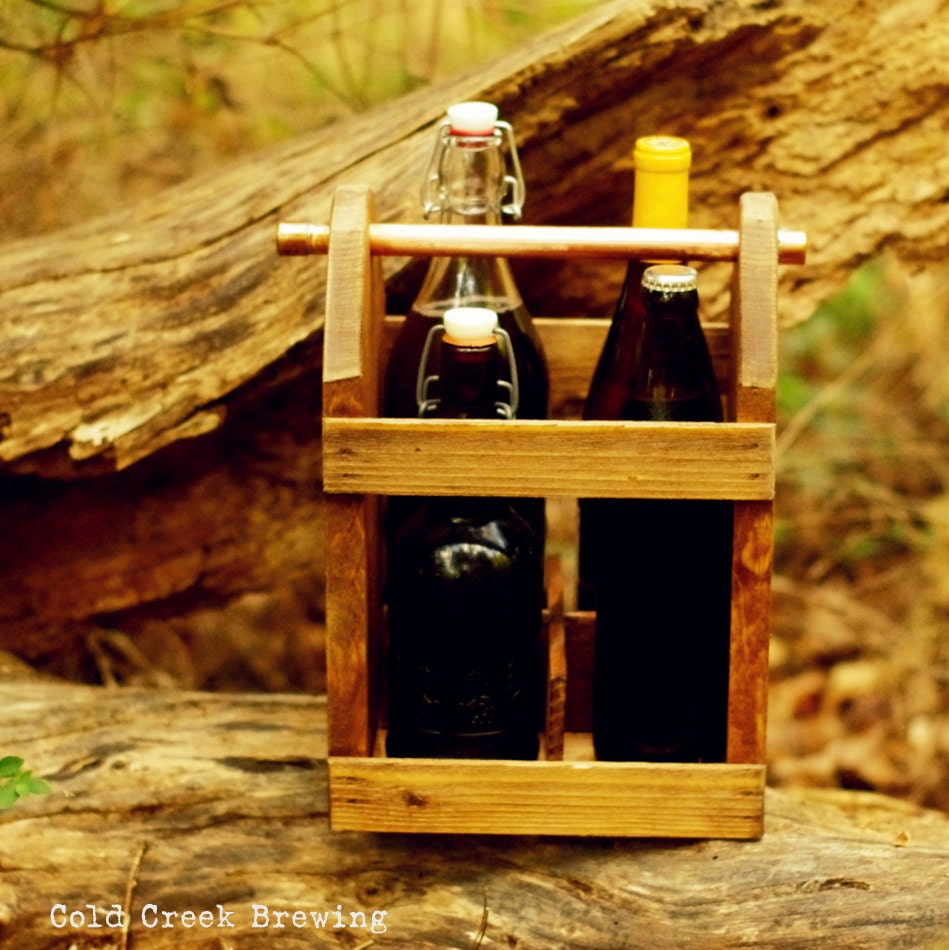 Bomber Carrier - Four Pack Carrier - 22 oz - Beer Bottle Carrier - Bottle Opener - Wine Bottle Caddy - Men - Groomsmen Gift
