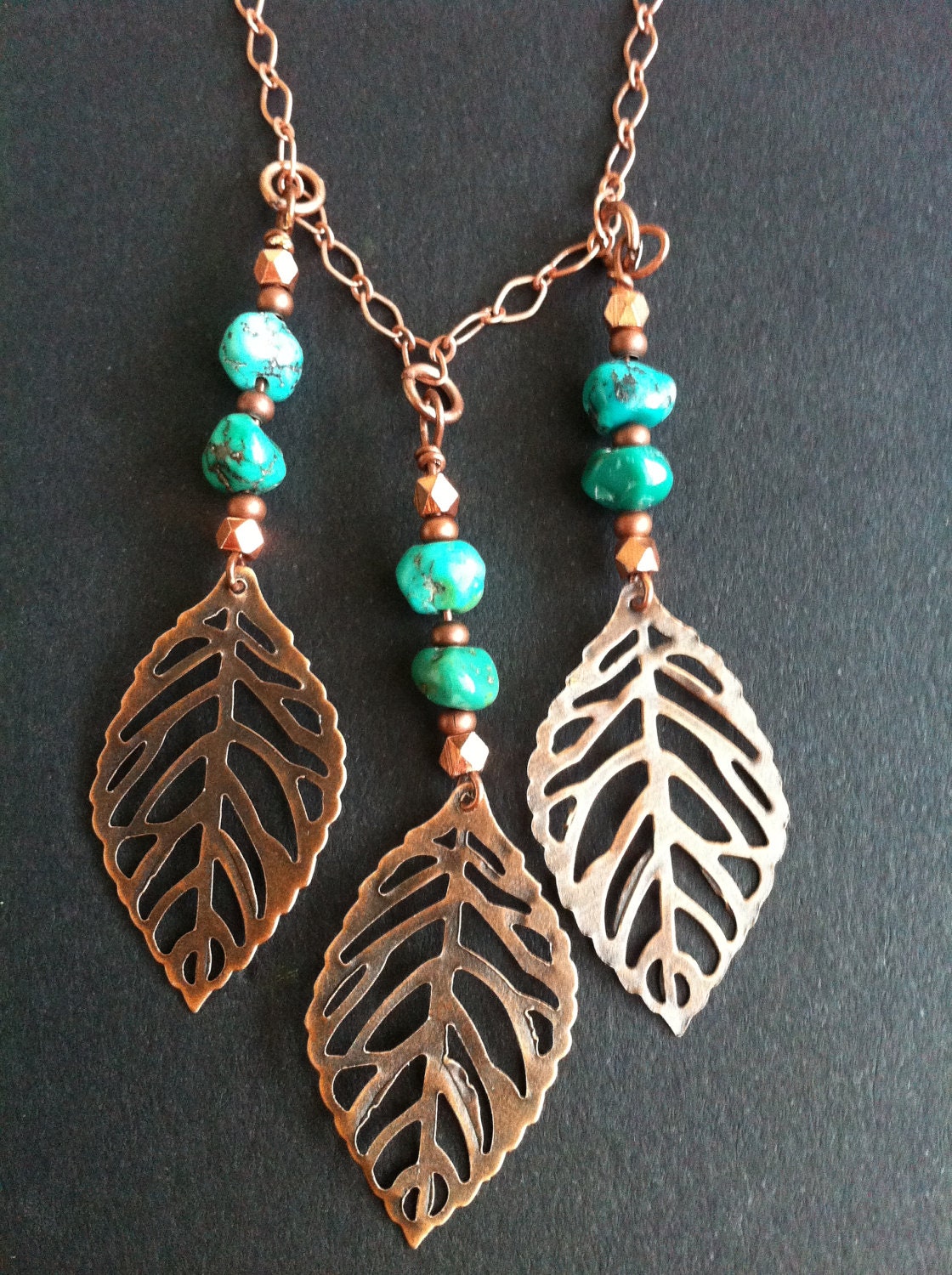Goose Mountain Turquoise Falling Leaves Necklace