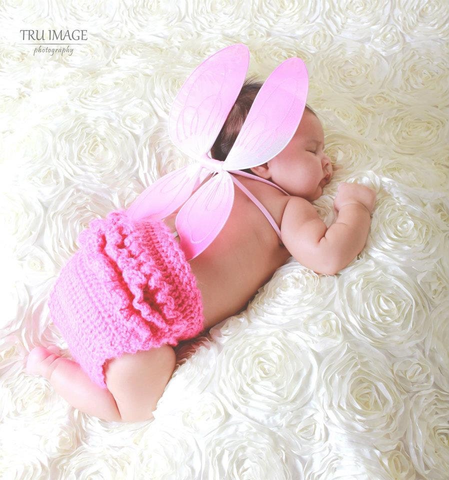 Hot Pink Ruffled Diaper Cover, Newborn Infant Baby Photo Prop