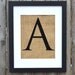 Letter A monogram alphabet burlap wall decor FRAME IS INCLUDED