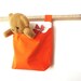 Large Fabric Basket, Orange and Beige Hanging Basket, Home Solutions
