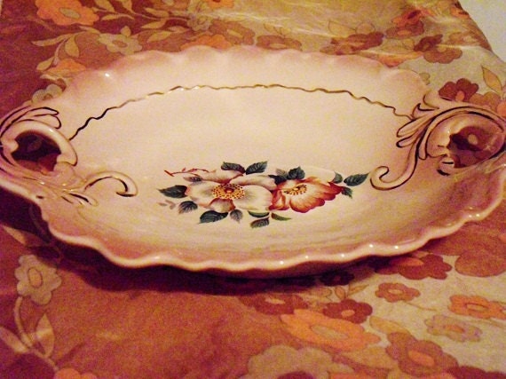 RESERVED Vintage Porcelain Tray Hand Painted Marked Myrle