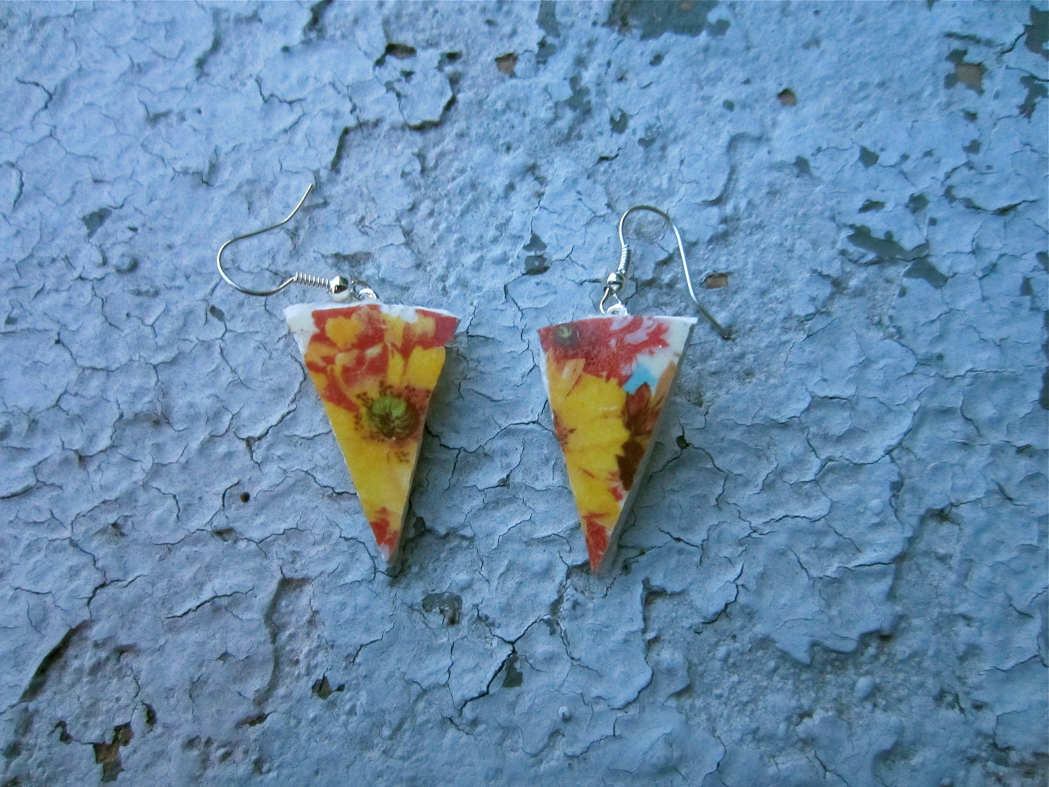Recycled China Jewelry - Potter Shard Upcycled Earrings - Archaeology inspired