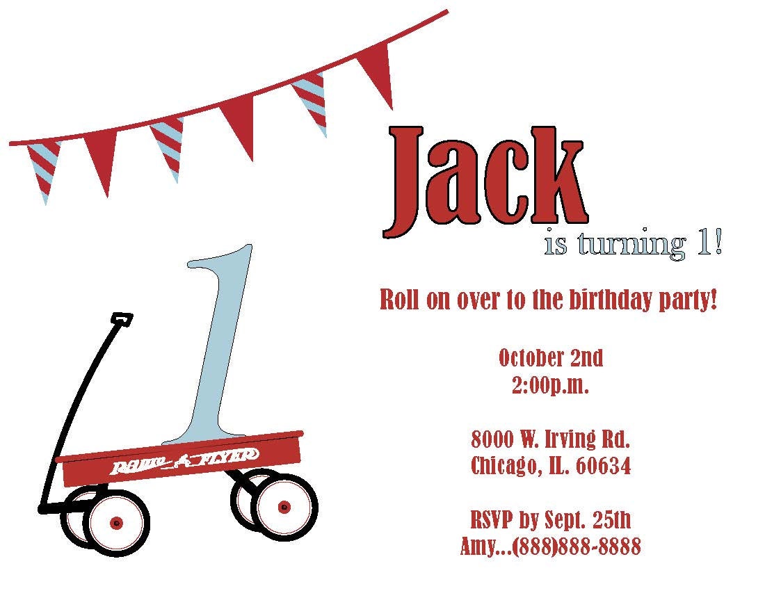 DIY Printable Red Wagon Birthday Invitation