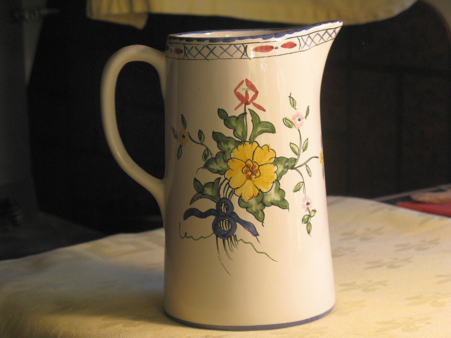Tiffany Milk Pitcher Handpainted Lisbon, Portugal